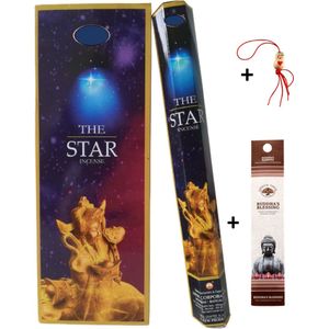 Doos met 120 stokjes - Wierook - Wierookstokjes - Incense sticks - The Star - Ster - Sterren + 5 mini wierookstokjes + Gelukspoppetje
