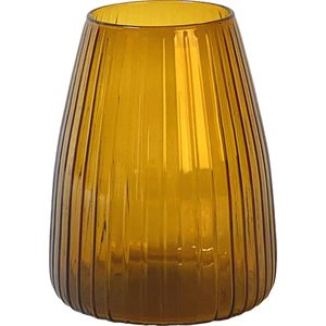 XLBoom Dim Stripe Medium Vaas - Glas - Voor Binnen - Amber - 17,5×17,5×23cm