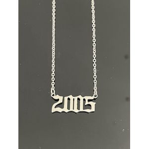 Ketting jaartal 2005 - Zilver kleurig RVS Stainless Steel
