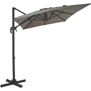 AXI Coco Zweefparasol 200x300 Antraciet/taupe – Gepoedercoat aluminium frame met kruisvoet – 360° Draaibaar - Kantelbaar – UV werend doek