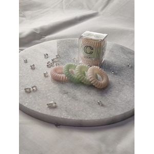 C-line Haarelastiekjes Spiraal Pastelkleuren - Loopz - Elastiekjes - Inclusief Doosje - Telefoonkabel - Invisible - Sterk - Ponytail - Updo