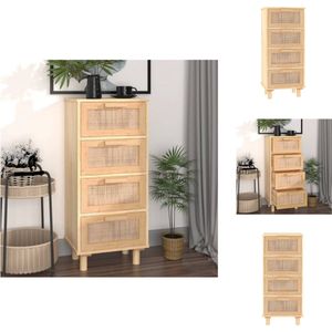 vidaXL Dressoir Meubelen - 40 x 30 x 90 cm - Bruin - Bewerkt hout - Massief grenenhout - Rattan - Keukenkast