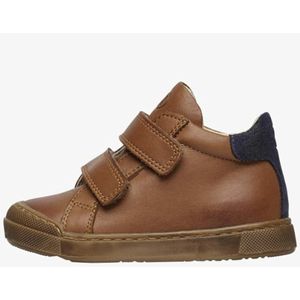 Naturino - Lovan - Mt 32 - velcro's bumper lederen effen hoge sneakers - Navy hiel - Cognac