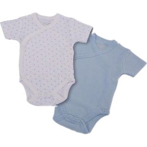 Gamberritos Rompers Korte Mouw Blauw/wit 0-1 Maand 2 Stuks