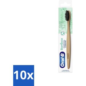 10 x Oral-B - Tandenborstel - Bamboe - Houtskool - 1 Tandenborstel - Tandenborstel Houtskool - Houtskool Borsten - Duurzame Tandenborstel - Vegan Tandenborstel - Tandenborstel Bamboe
