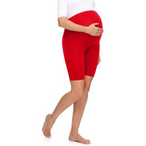 Be Mammy MS-MS10-299-LE Dames Zwangerschapsleggings Leggings - Sport - Vrijetijdsbroek - Kort - Katoen - Sporbroek - Yogabroek - Rood - XS