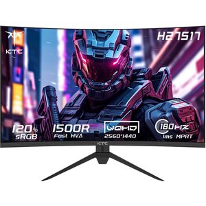 KTC H27S17 27-inch 1500R gebogen gamingmonitor QHD 2560x1440 16:9 ELED 180Hz 120% sRGB 4000:1 Contrastverhouding 1 ms MPRT Responstijd Lage bewegingsonscherpte Compatibel met FreeSync G-Sync USB 2xHDMI2.0 2xDP1.4 Audio-uitgang VESA-bevestiging
