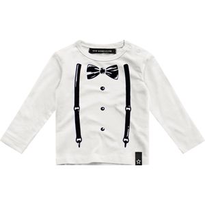 Your Wishes Suspenders Shirt - T-shirt - Longsleeve - Wit - Jongens - Maat: 86/92