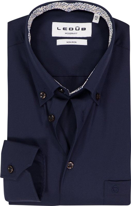 Ledȗb Overhemd marine, Effen