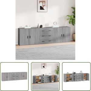 The Living Store Dressoir Classic - Grijs Sonoma Eiken - Set van 3