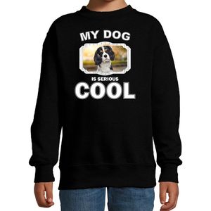 Spaniel honden trui / sweater my dog is serious cool zwart - kinderen - Spaniels liefhebber cadeau sweaters - kinderkleding / kleding 152/164
