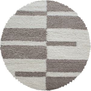 Rond Shaggy Vloerkleed | Tapijt | Gala | Beige | 120x120 cm