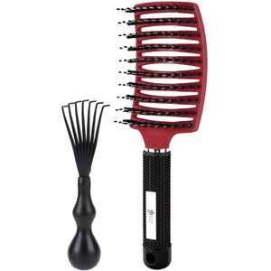 Guardian Beauty Haarborstel - Gebogen Borstel - Met Haarborstelreiniger - Rood