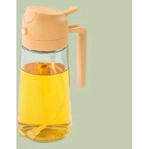 Olijfolie sprayer - glas – Oranje - 2 in 1 Olijfolie fles - olie spray - Olie en azijnstel - Olie Diffuser - Oliesprayer - Olijfolie Verstuiver - Azijnspray - Olie Bakspray - oil spray - Olijfolie Fles - 500ML - oliefles - met schenktuit