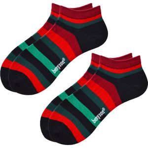Benyson Enkelsokken Sneakersokken - 2 Paar - Maat 41-46 - Strepen - Biologisch Katoen - OEKO-TEX Standard 100 Gecertificeerd - Duurzame Sokken