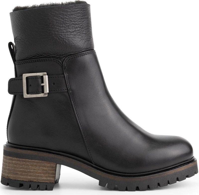 Mysa Dahlia dames leren enkellaarzen - Gevoerde boots - Zwart Leer