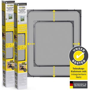 EASYmaxx Insect Protect - Telescopische insectenhor - min. 70 x 80 cm tot max. 115 x 135 cm - antraciet muggengaas set van 2