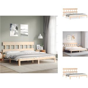 vidaXL Bedframe - Massief grenenhout - 203.5 x 203.5 cm - Multiplex lattenbodem - Rustiek design - Bed