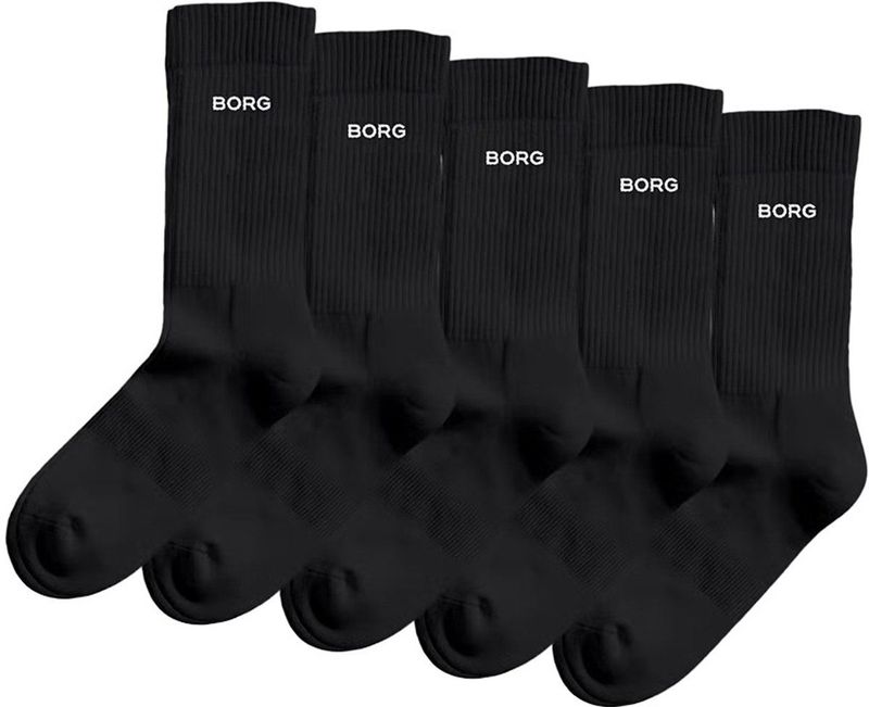 Björn Borg unisex essential crew 5P sokken mini logo zwart