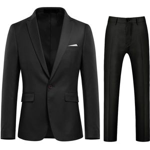 Allthemen Heren Tweedelig Pak - Klassieke Kraag en Enkele Knoop Pak - XS