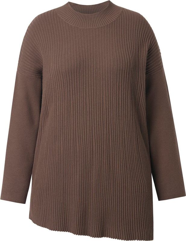 MIAMODA MIAMODA - Dames - Trui casual pasvorm asymmetrische zoom - Donkergroen - Maat 42+