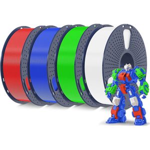 3D-printer filament PLA Plus 1,75 mm - 4 kg set in wit, rood, groen en blauw voor FDM-printers