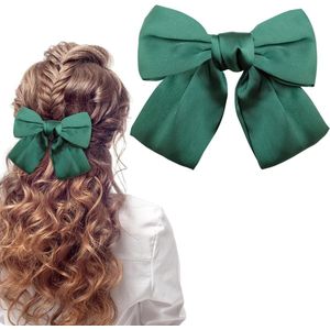 Inovra Plus - Boog haarclip eendenbek haarclips donkergroen voor vrouwen en meisjes met Frans lint haarelastiekjes