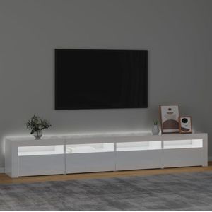 The Living Store TV-meubel - Middelgroot 240x35x40 cm - Hoogglans wit - RGB LED-verlichting