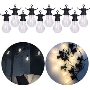 Cheqo® Lichtsnoer - Fairy Lights - Lichtslinger voor Binnen en Buiten - Kerst Verlichting - Tuinverlichting - Feestverlichting - Warm Wit - 10 LED Filament Bolletjes - 7.5 Meter