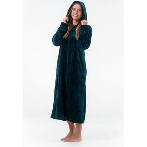 Gaubert - Extra Lange Badjas - Teal Groen - Fleece - Met Capuchon en Zijzakken
