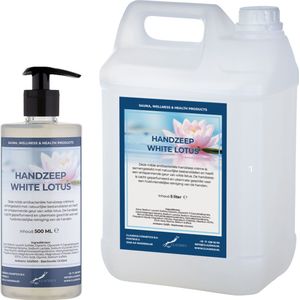 Handzeep White Lotus 500 ml met gratis pompje - hervulbaar + Jerrycan 5 liter navulling