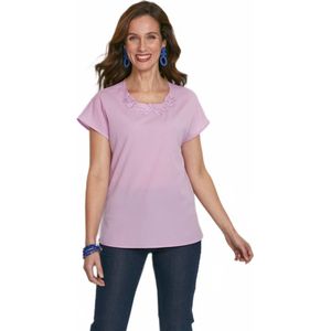 Top met lange mouwen en borduursel in ronde hals