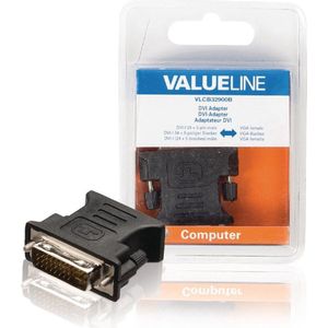 Valueline VLCB32900B Dvi-adapter Dvi-i 24 + 5-pins Mannelijk - Vga Vrouwelijk Zwart