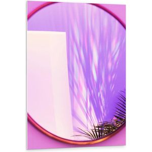 Forex - Roze Spiegel met Grassen - 80x120cm Foto op Forex