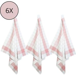 Droomtextiel Glazendoek Poleerdoek Half linnen 6 Stuks - 70x70 cm - Rood - Pluisvrij - Hoge Vochtopname