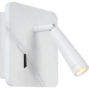 Lucide OREGON Bedlamp / Wandlamp - LED - 1x4W 3000K - Met USB oplaadpunt - Wit