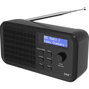 Draagbare DAB Radio met LED Scherm - Bluetooth - DAB/DAB+ FM Radio - Klok Tijdsdisplay - AUX - Oplaadbare Batterij - 5V - Keukenradio - Camping - Indoor - Buiten - Zwart