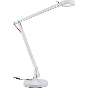 LED Bureaulamp - Trion Amsty - 5W - Warm Wit 3000K - Rond - Glans Wit - Aluminium