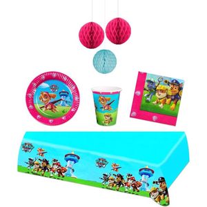 Nickelodeon - Paw Patrol Feestpakket - Meisjes - Roze - Feestartikelen kinderfeest voor 6 kinderen - Bekers - Bordjes - Servetten - Tafelkleed en Honeycomb