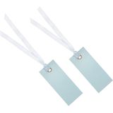 Santex cadeaulabels met lintje - set 24x stuks - licht blauw - 3 x 7 cm - naam tags