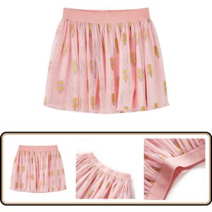 Lichtroze kinderrokje met tule en ijsjes borduursel Kinderrok - Meisjesrok - Tuilerok - Roze Jurk - Kinderjurkje