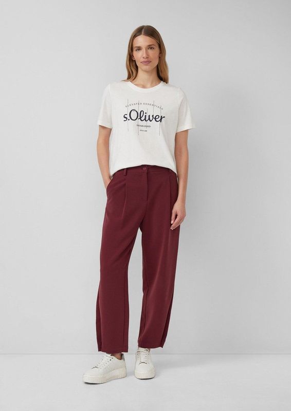 s.Oliver - Bandplooibroek - Bordeaux - Tapered - High Waist