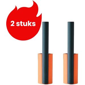2-delige pluizenverwijderaar - pluizenverwijderingspapier - vuilborstel - staand - oranje