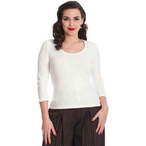 Banned - Scoop Neck Longsleeve top - S - Gebroken wit