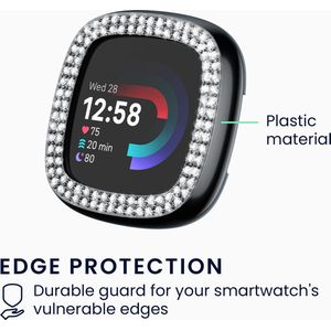 kwmobile 2x kunststof horloge rand bescherming geschikt voor Fitbit Versa 4 / Sense 2 Beschermhoes - Glitter beschermhoesje zwart / zilver