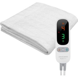 STAUS&BACH Elektrische onderdeken met voetwarmte 190x90 cm - Eenpersoons - 6 warmtestanden - Aparte voetzone - Anti allergie - Antibacterieel - Warmtedeken - Extra snel warm - Uitwasbaar - Fleece - DualZone - Wit
