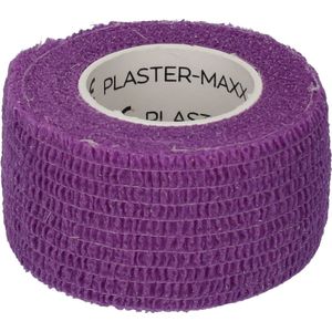 Plastermaxx Pleisters op rol Waterproof - Hypoallergene & elastische pleister - Paars - werkt zonder lijm - Rekbaar - anti allergisch - latex vrij - absorbeert bloed - afscheurbaar - lengte 450cm x breedte 2,8cm - voor thuis of op reis