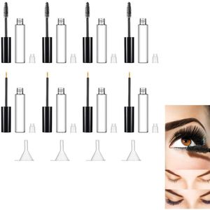12-delige set - lege mascara tubes en lege tube wimperserum - navulbare doorzichtige container met mini-trechtertjes en lekvrije doppen - draagbaar - zwart（10 ml ）