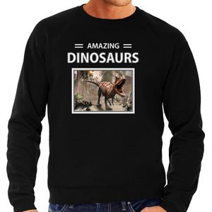 Dieren foto sweater Carnotaurus dino - zwart - heren - amazing dinosaurs - cadeau trui Carnotaurus dinosaurus liefhebber XXL