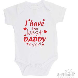 100% katoenen Romper ""I have the best daddy ever!"" Vader Vaderdag Unisex Katoen Wit/rood Maat 62/68